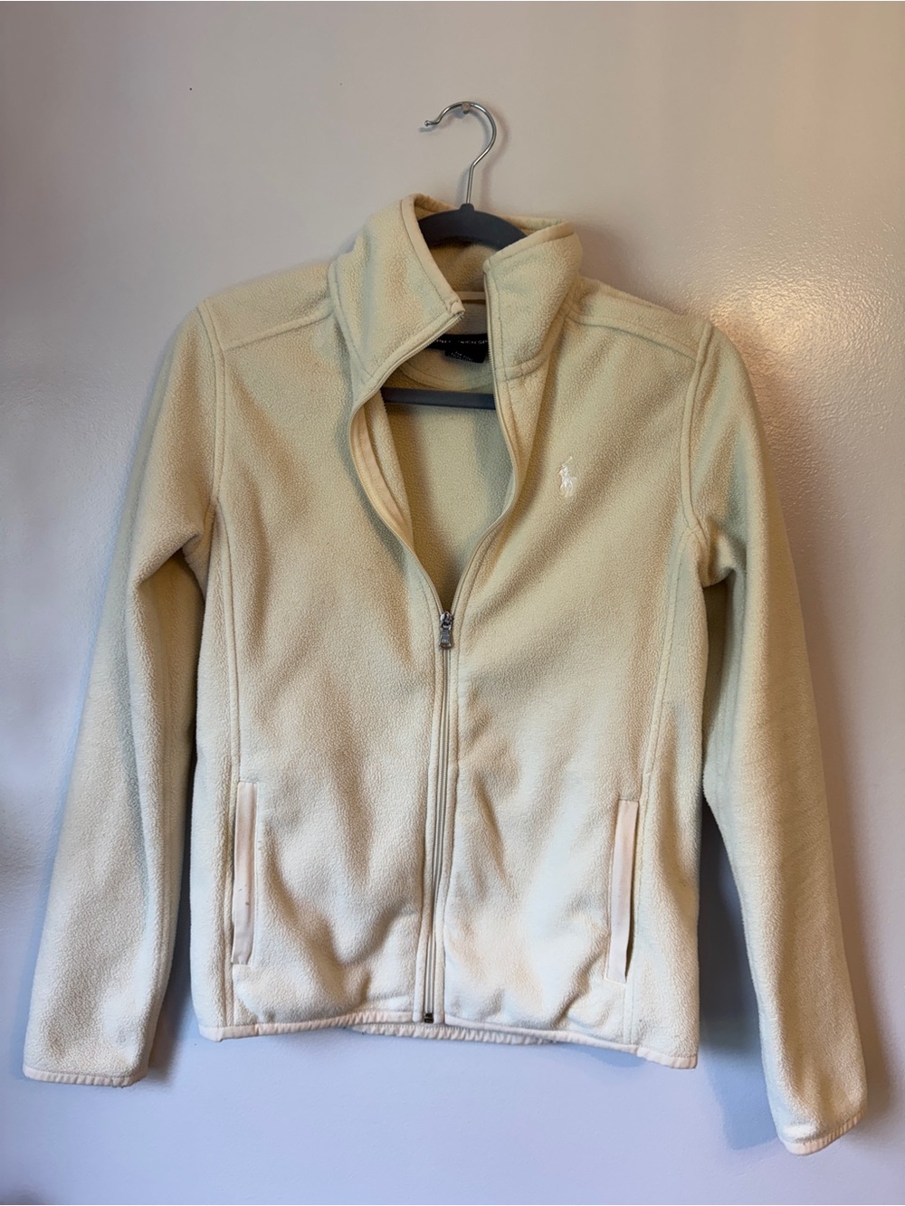 Ralph Lauren Cream Fleece Zip-Up Jacket for ladies
